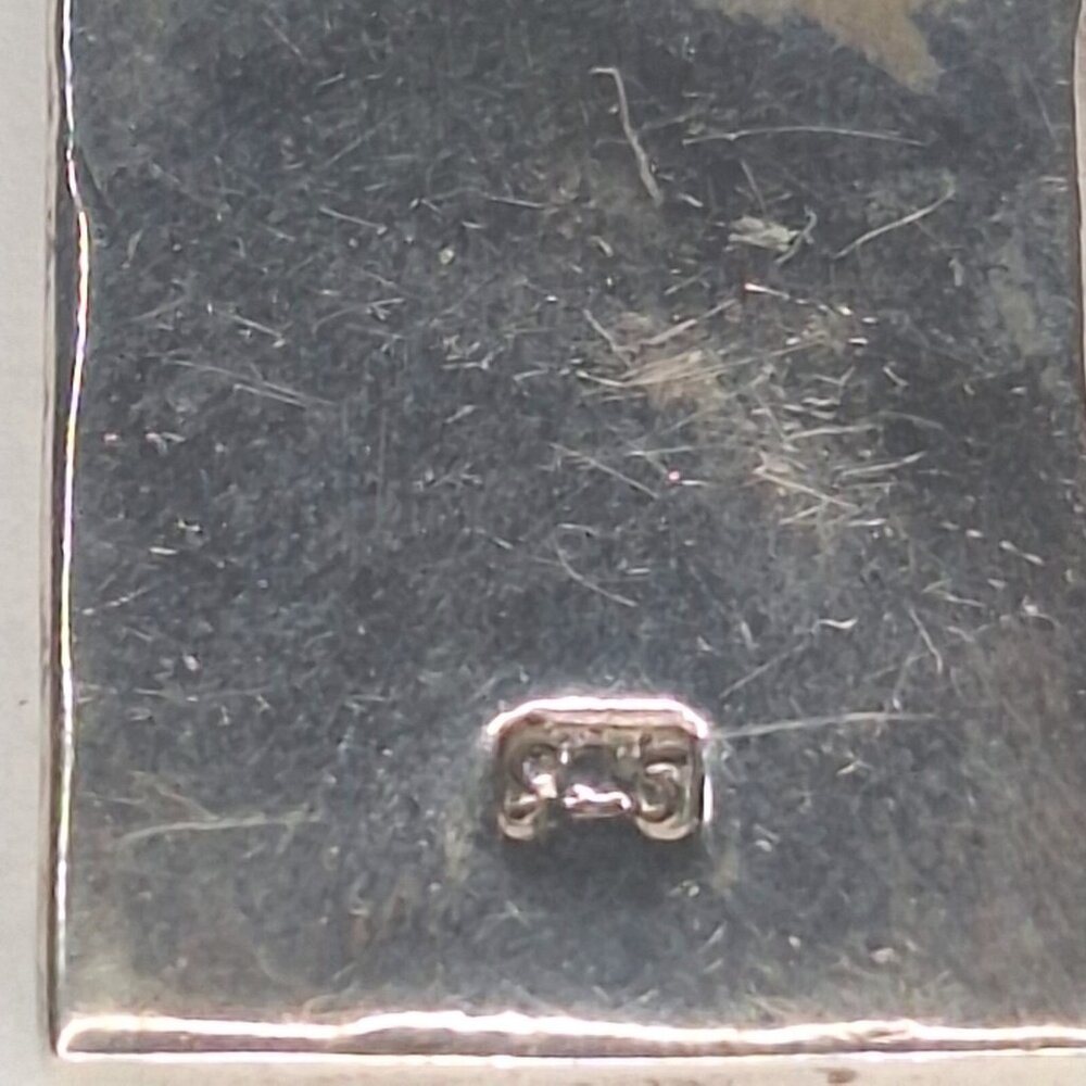 Vintage Sterling Silver Turquoise Coral Lapis Inlaid Rectangle Pendant  7.5g - Picture 2 of 12